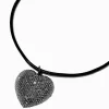 Claire's Colliers-Collier à pendentif cœur bouffant en strass pavé