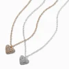 Claire's Colliers-Collier à pendentif cœur bouffant pavé en métaux mixtes