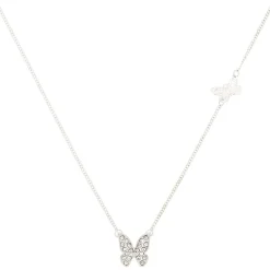 Claire's Colliers-Collier à pendentif double papillon couleur argenté