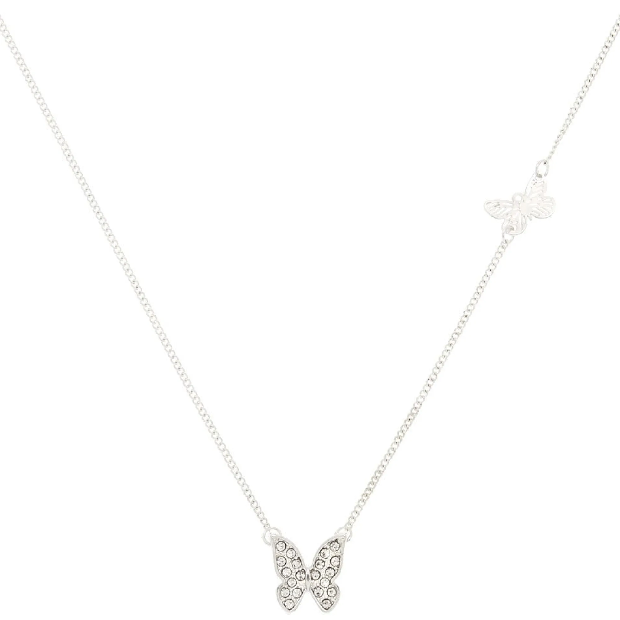 Claire's Colliers-Collier à pendentif double papillon couleur argenté