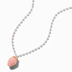 Claire's Colliers-Collier pendentif fraise chaîne perle d'imitation