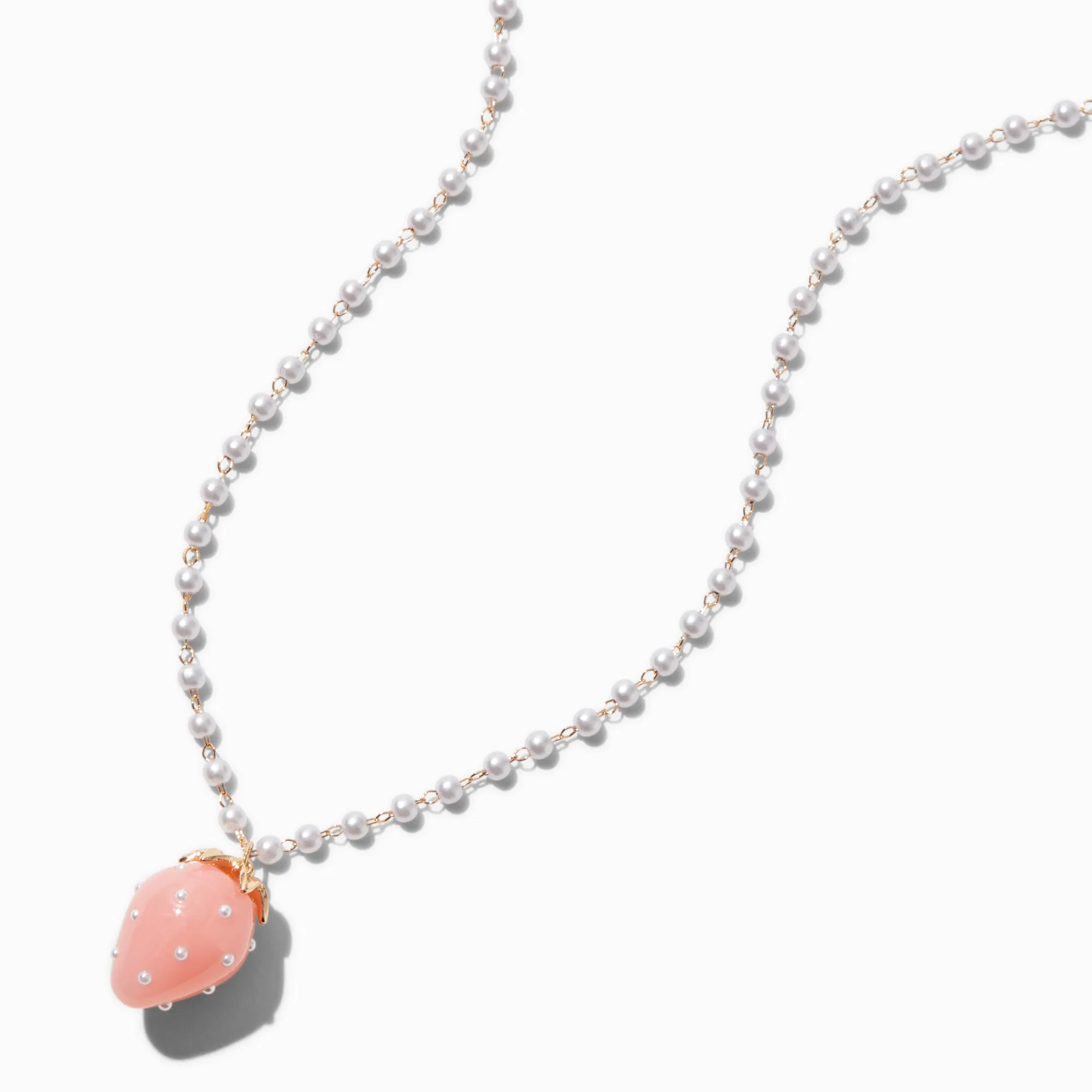 Claire's Colliers-Collier pendentif fraise chaîne perle d'imitation