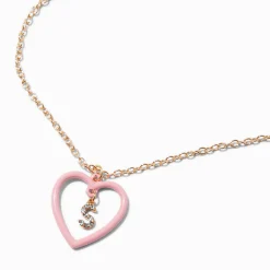 Claire's Colliers-Collier à pendentif à initiale émaillé couleur dorée - Noir, C