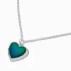 Claire's Colliers-Collier à pendentif médaillon cœur d’humeur couleur argentée