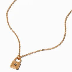 Claire's Colliers-Collier à pendentif mini cadenas couleur dorée