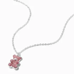 Claire's Colliers-Collier à pendentif nounours strass roses