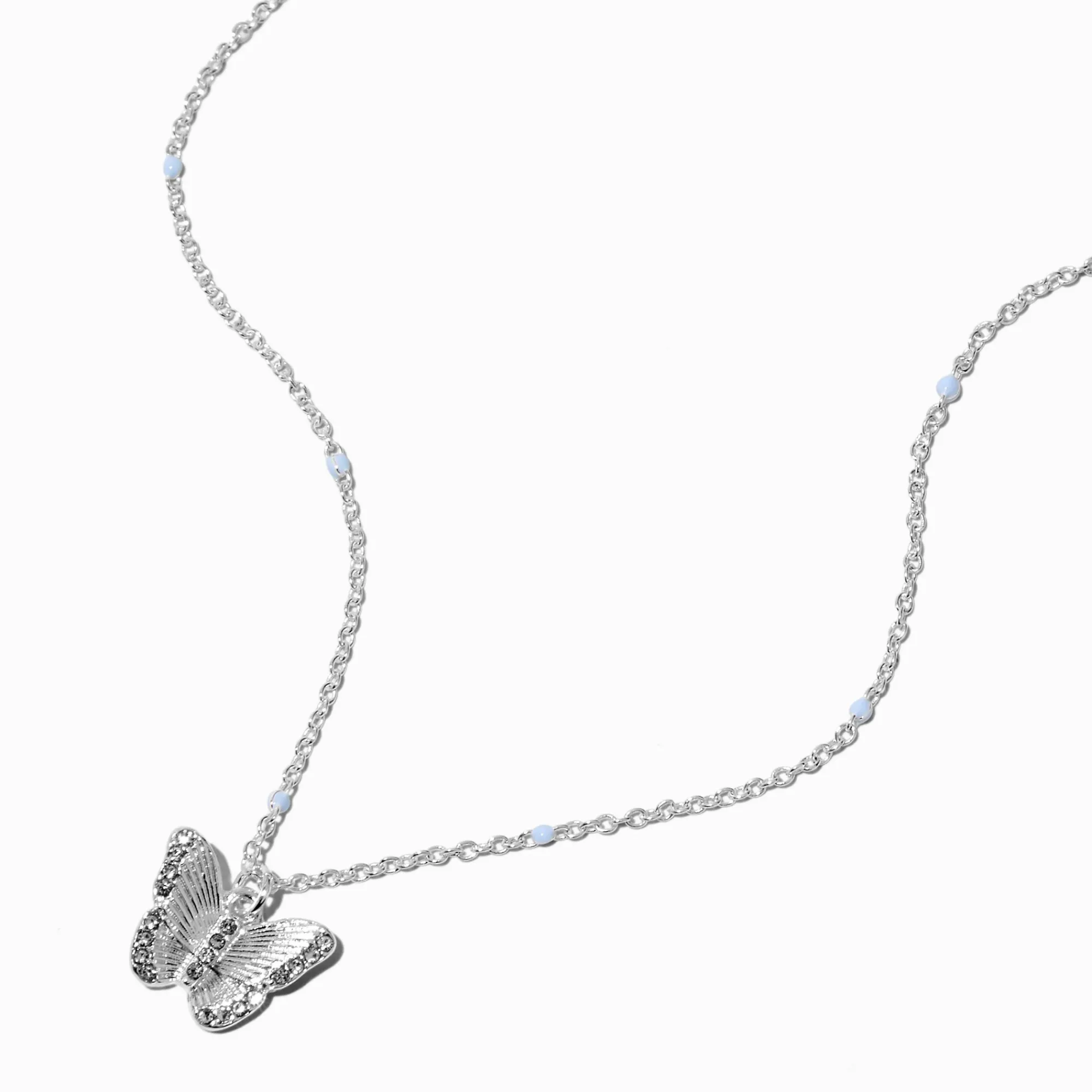 Claire's Colliers-Collier à pendentif papillon couleur argentée