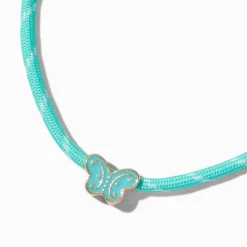 Claire's Colliers-Collier à pendentif papillon corde couleur turquoise