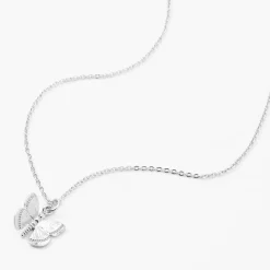 Claire's Colliers-Collier à pendentif papillon 3D couleur argentée