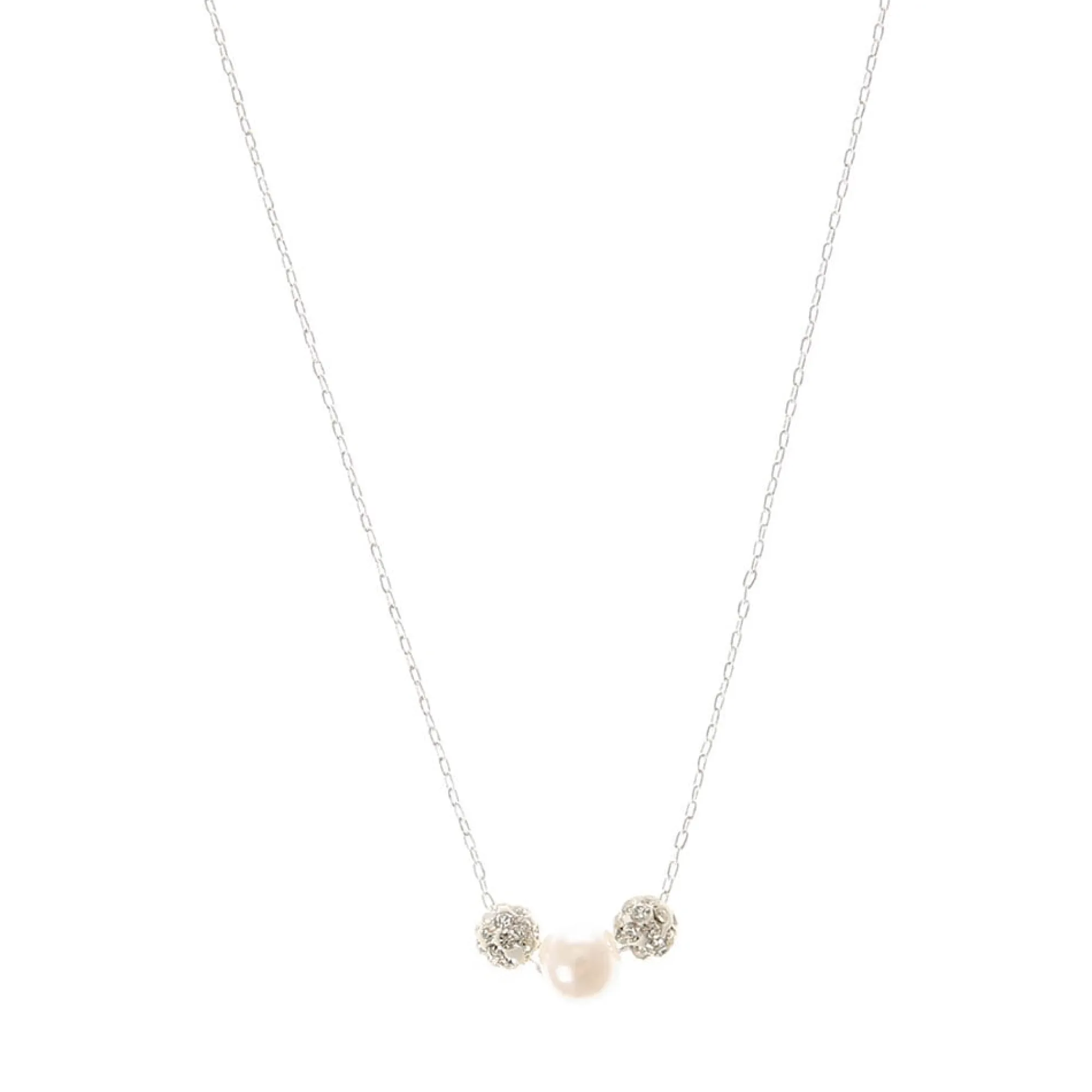 Claire's Colliers-Collier à pendentif perle d'imitation boule de feu en strass couleur argentée