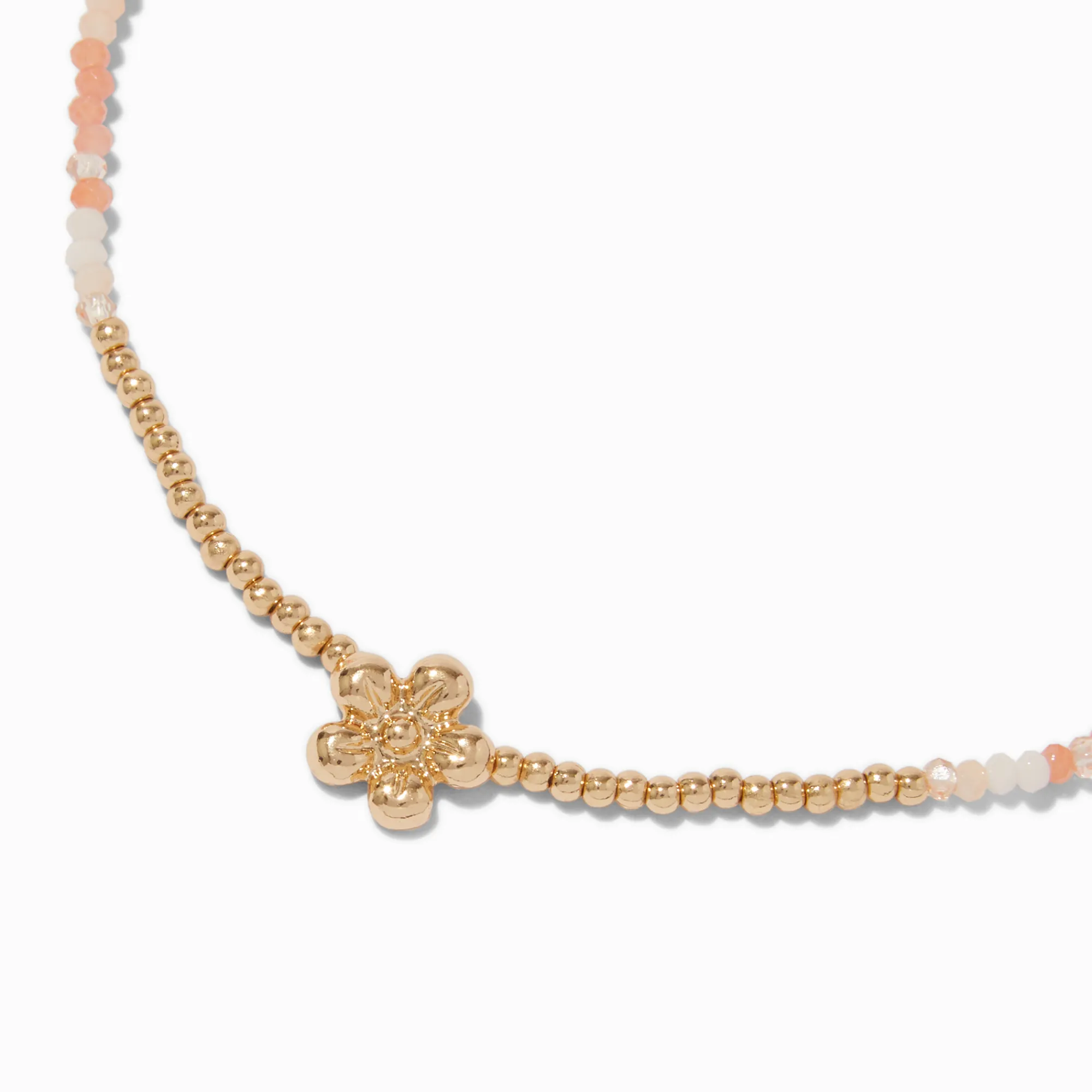 Claire's Colliers-Collier à pendentif perles de rocaille marguerite couleur dorée