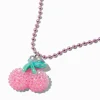 Claire's Colliers-Collier à pendentif perlé rose cerise texturé