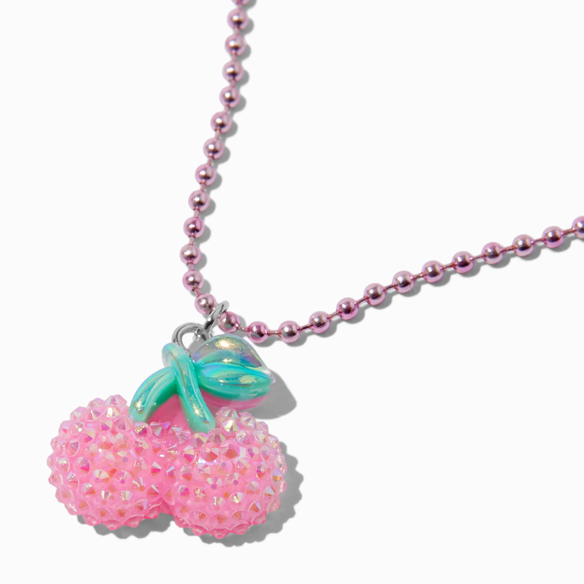 Claire's Colliers-Collier à pendentif perlé rose cerise texturé