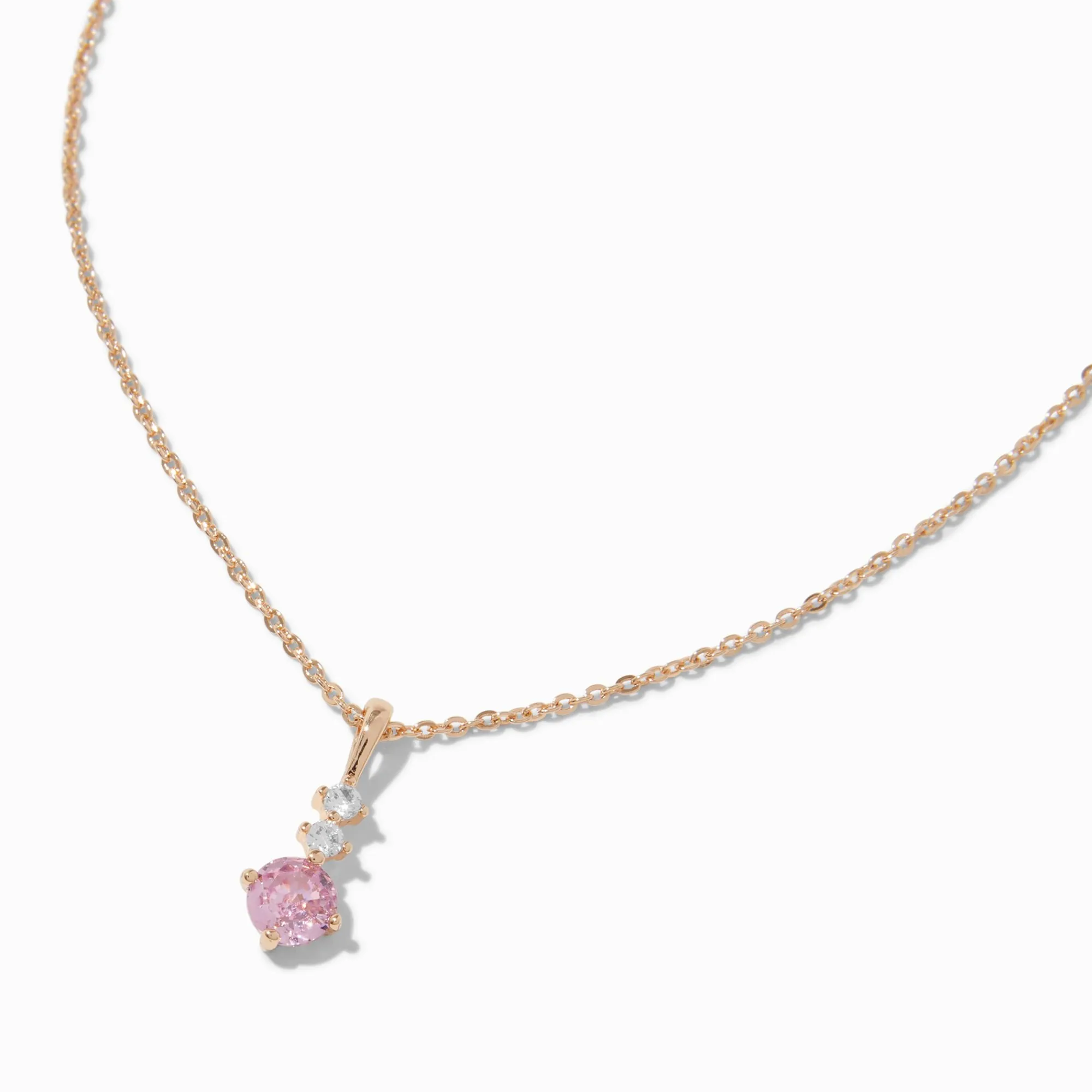 Claire's Clous D'oreilles|Colliers-Collier à pendentif trio de strass roses en zircon cubique d'imitation