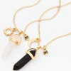 Claire's Colliers-Colliers à pendentif avec strass mystiques noirs et blancs best friends couleur dorée - Lot de 2