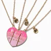Claire's Colliers-Colliers à pendentif cœur en dégradé rose best friends - Lot de 3