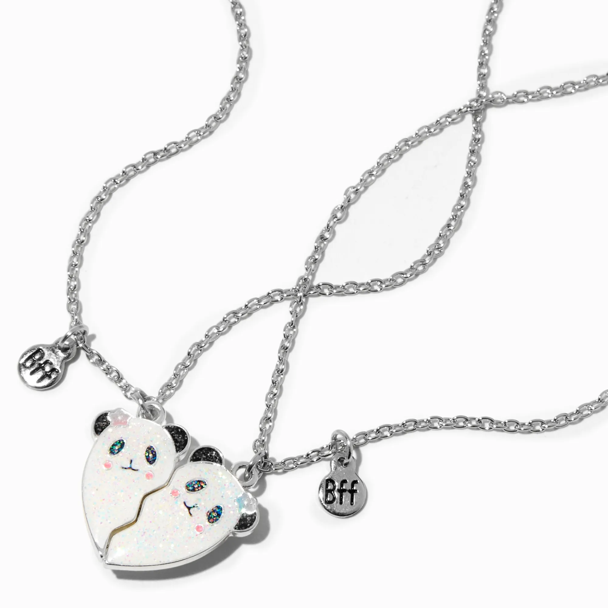 Claire's Colliers-Colliers à pendentif cœur fendu panda best friends - Lot de 2