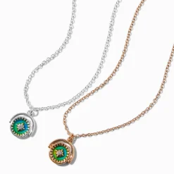 Claire's Colliers|Bracelets-Colliers à pendentif d’humeur fidget spinner boussole « Love » best friends - Lot de 2
