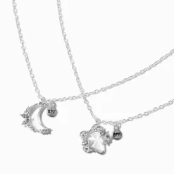 Claire's Colliers-Colliers à pendentif étoile et lune strass best friends - Lot de 2