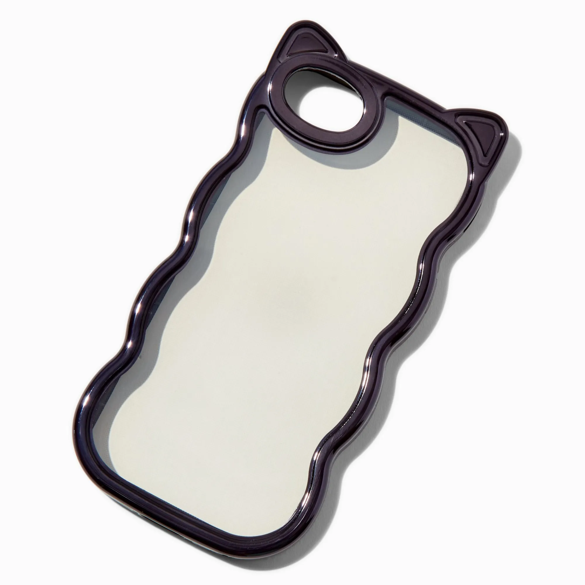 Claire's Compatible Iphone®-Coque de portable ondulée avec bordure chat noir - Compatible avec iPhone® 6/7/8/SE