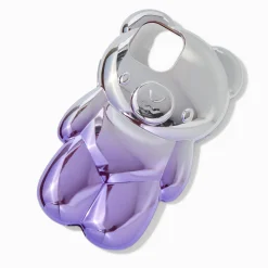 Claire's Compatible Iphone®-Coque de portable ours couleur chrome en dégradé violet - Compatible avec iPhone® 13/14/15