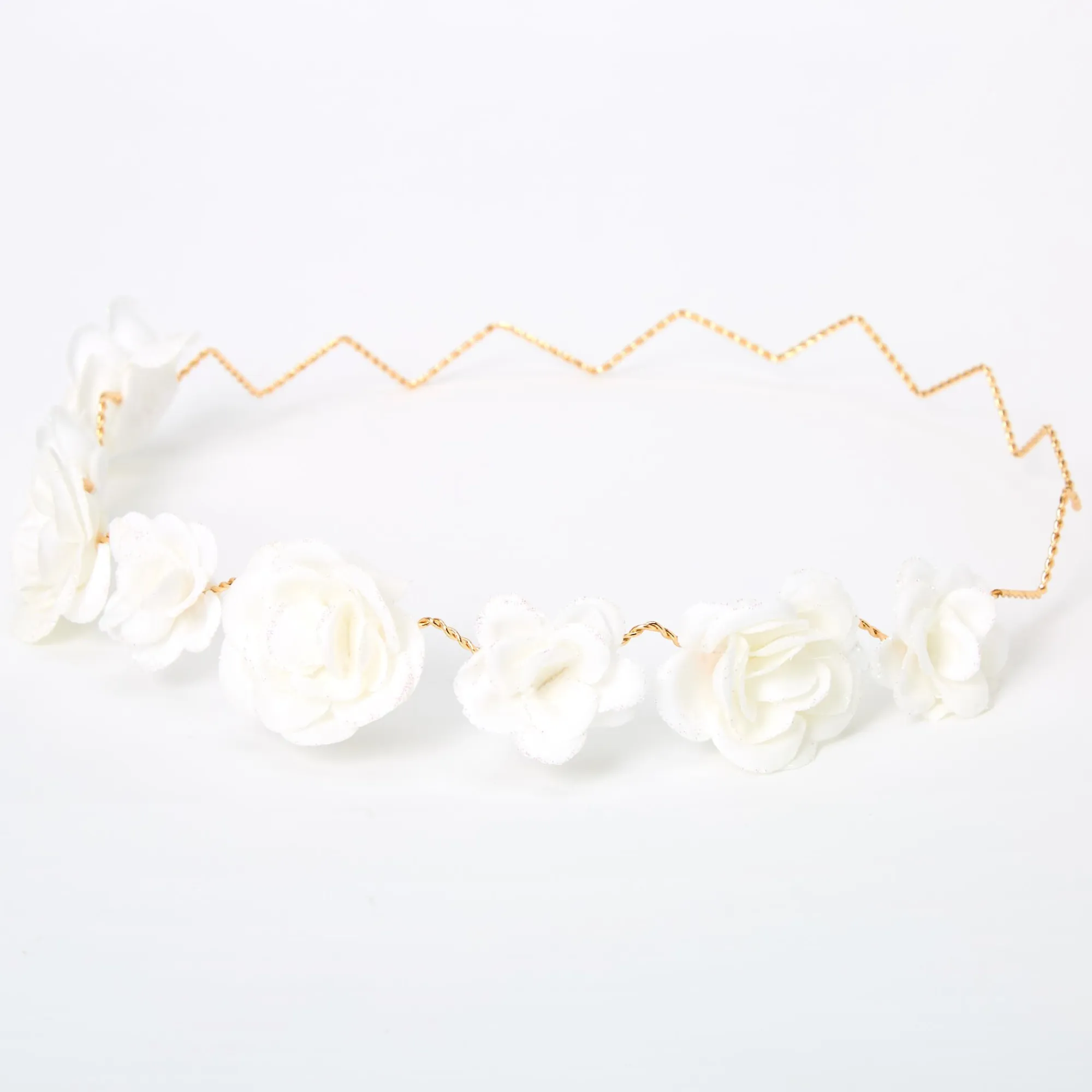 Claire's Bandeaux Et Serre-têtes|Fleurs Pour Cheveux-Couronne de fleurs avec roses à paillettes - Blanc
