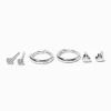 Claire's Anneaux|Clous D'oreilles-Créoles à charnière 8 mm et cœurs, clou rond 2 mm en zircon cubique couleur argentée C LUXE by Claire’s - Lot de 3