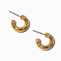 Claire's Anneaux-Créoles cloutées avec strass couleur dorée