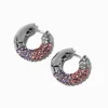 Claire's Anneaux-Créoles couleur argentée avec dégradé rose et violet