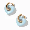 Claire's Anneaux-Créoles couleur dorée avec cœur bombé bleu clair