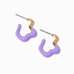 Claire's Anneaux-Créoles couleur dorée effet goutte violettes
