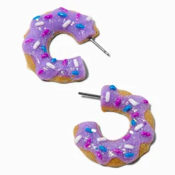 Claire's Anneaux-Créoles donuts violets phosphorescents