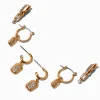 Claire's Anneaux-Créoles empilables bling-bling strass couleur dorée - Lot de 3