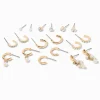 Claire's Anneaux|Clous D'oreilles-Créoles et clous d’oreilles variés couleur dorée et perles d’imitation - Lot de 9