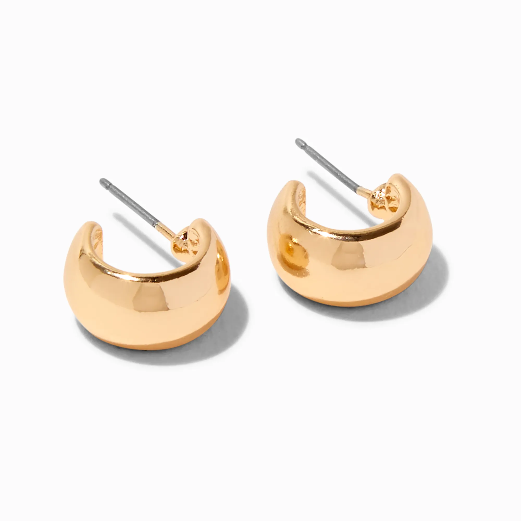 Claire's Anneaux-Créoles incurvées larges 10 mm couleur dorée