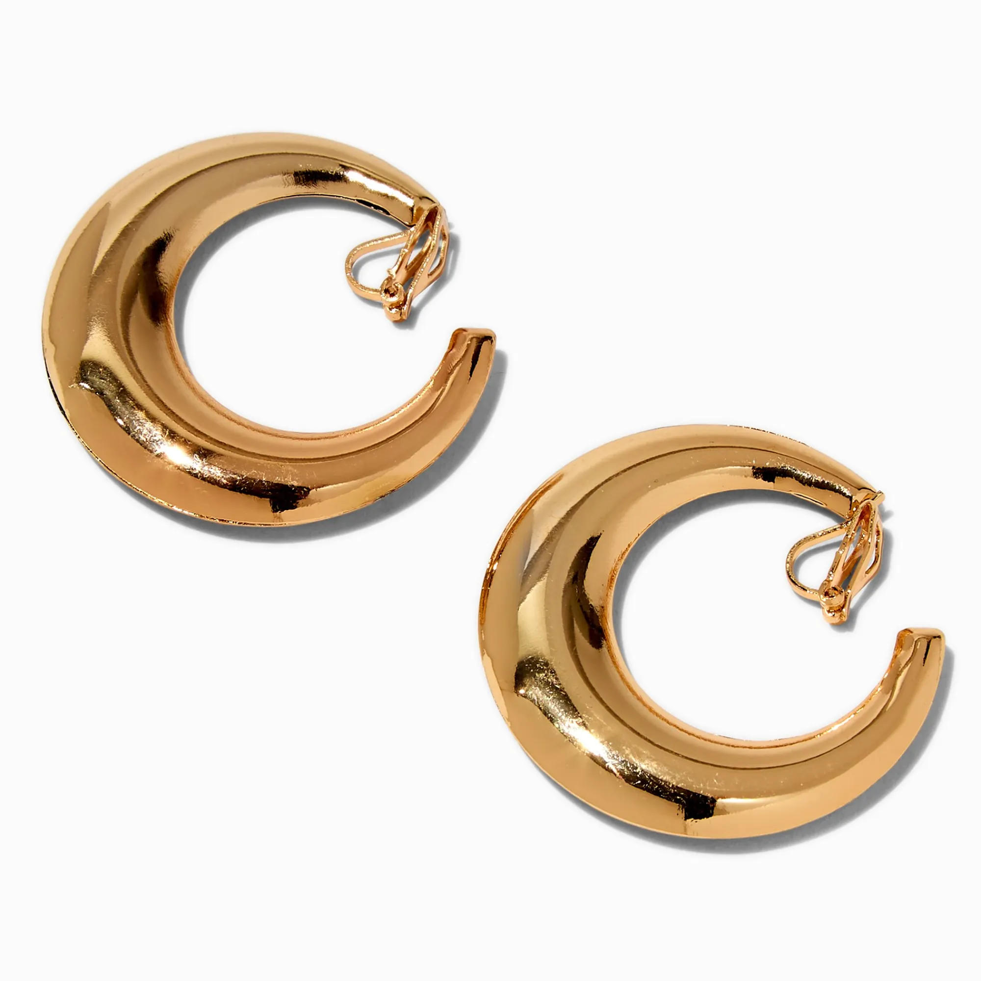 Claire's Anneaux|Clips Et Autocollants-Créoles larges à clip 40 mm couleur dorée