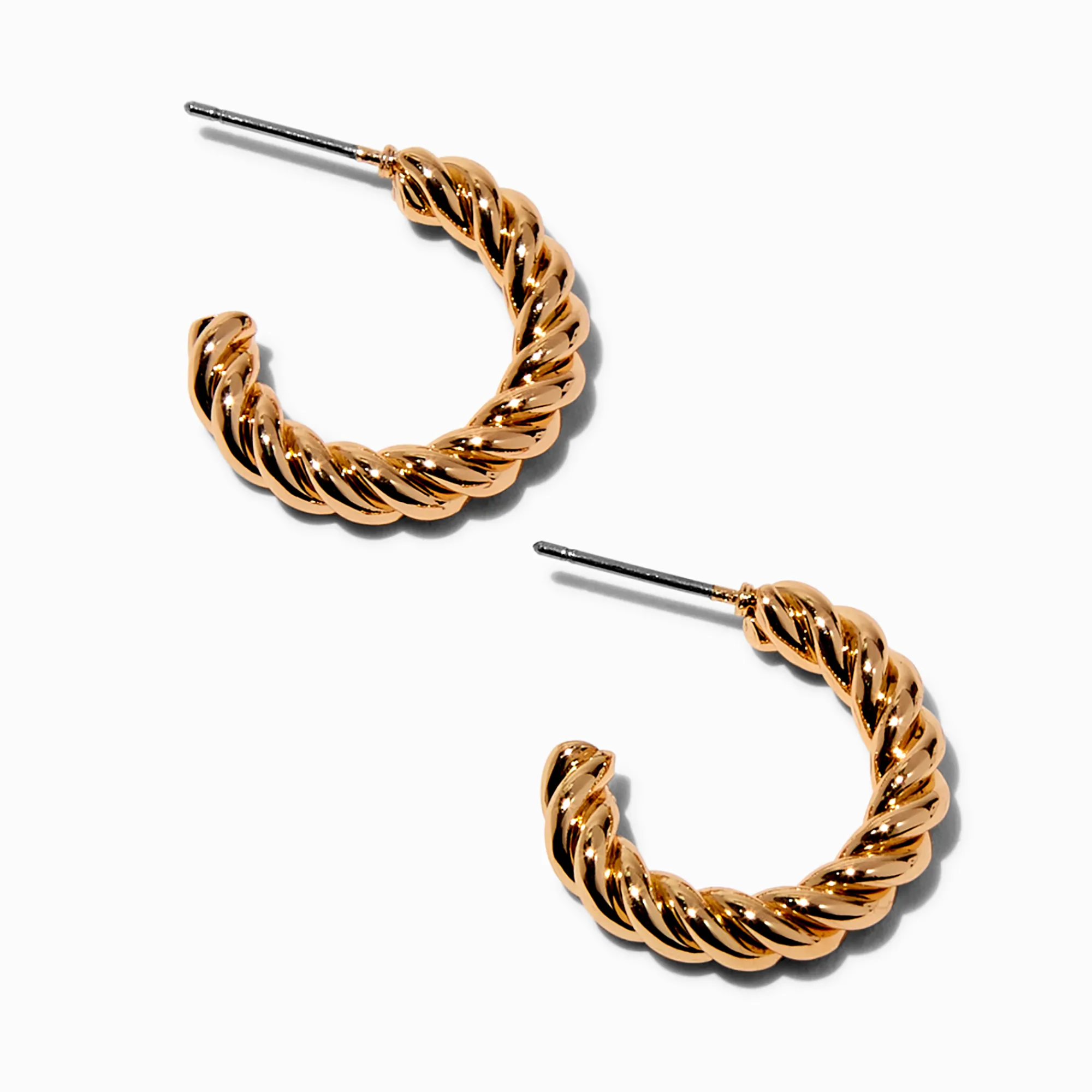 Claire's Anneaux-Créoles 20 mm corde torsadée couleur dorée
