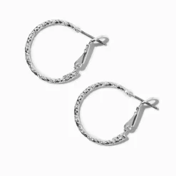 Claire's Anneaux-Créoles 20 mm à découpe laser couleur argentée