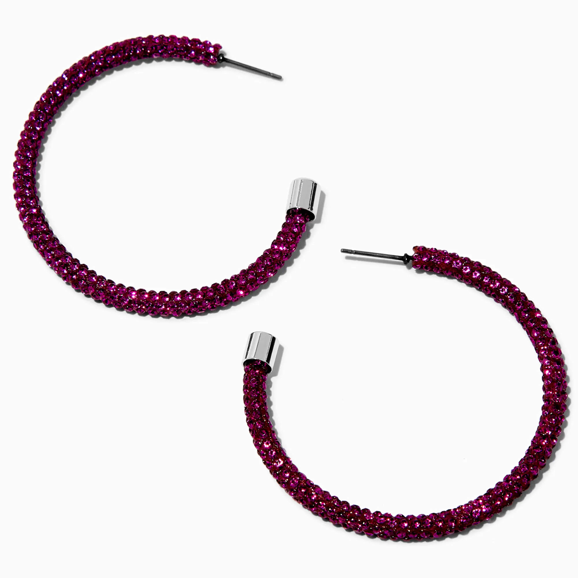 Claire's Anneaux-Créoles 50 mm strass pavé violettes