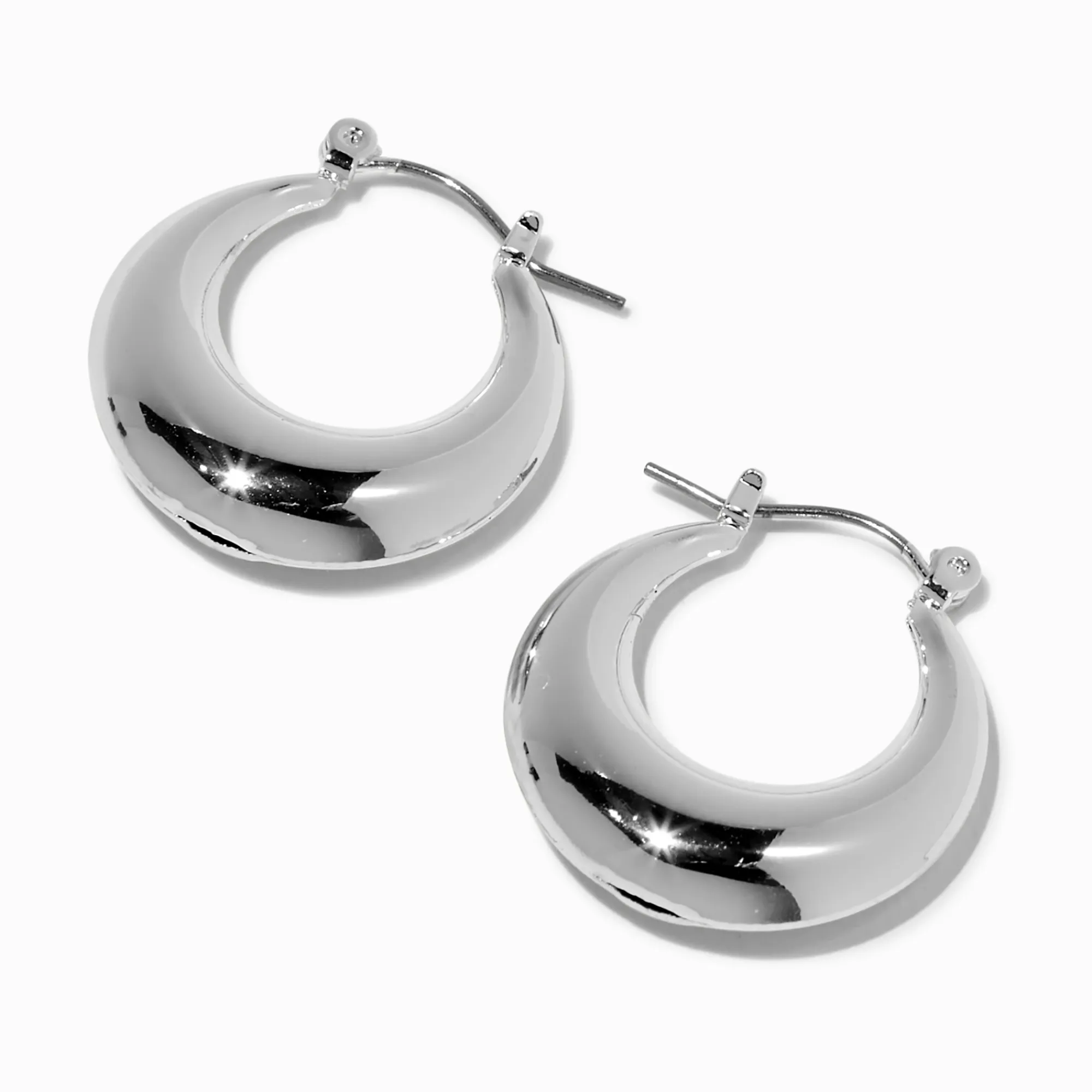 Claire's Anneaux-Créoles 22 mm tubulaires rondes couleur argentée
