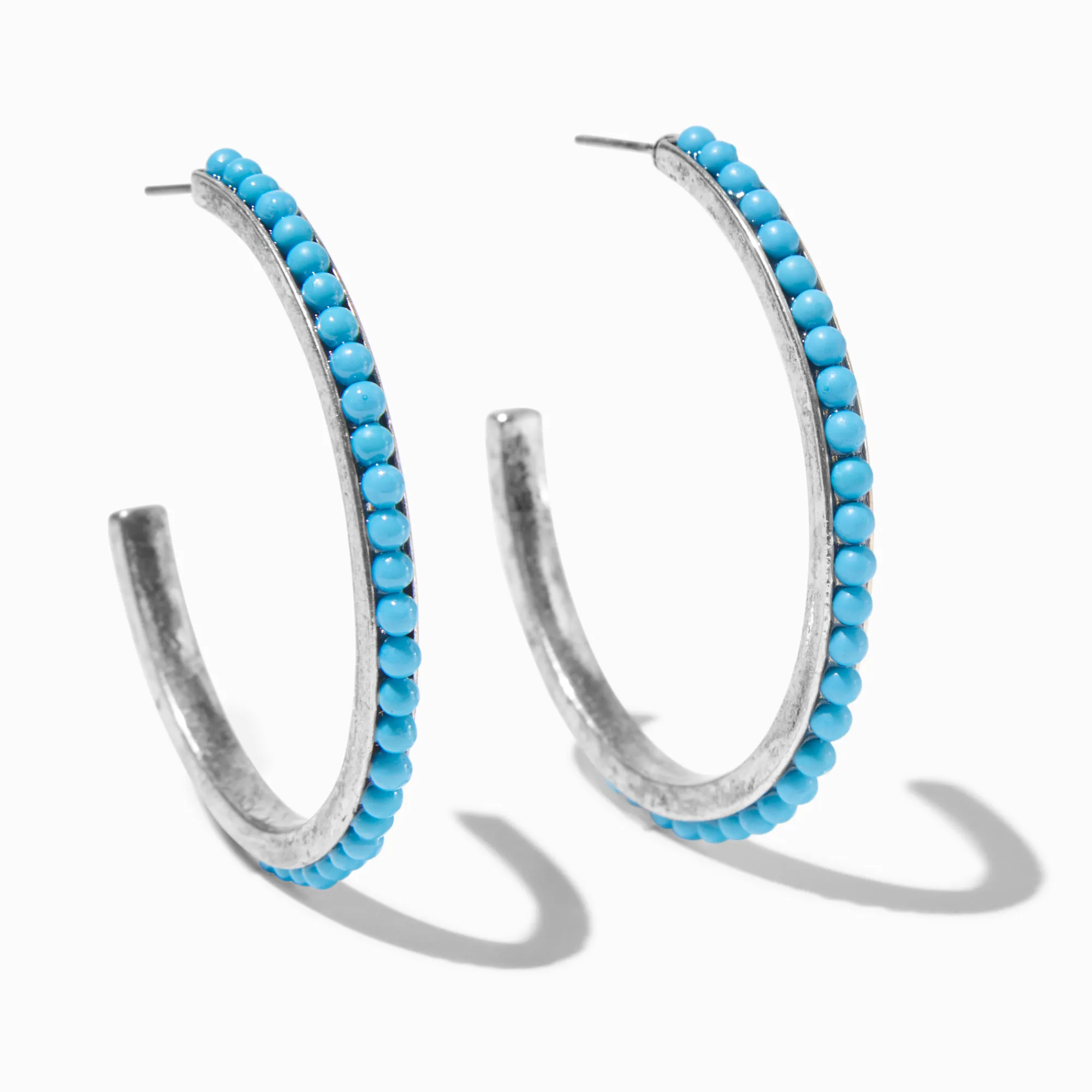 Claire's Anneaux-Créoles perlées en turquoise d'imitation cowgirl