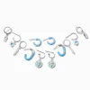 Claire's Anneaux-Créoles superposables bleu clair - Lot de 6