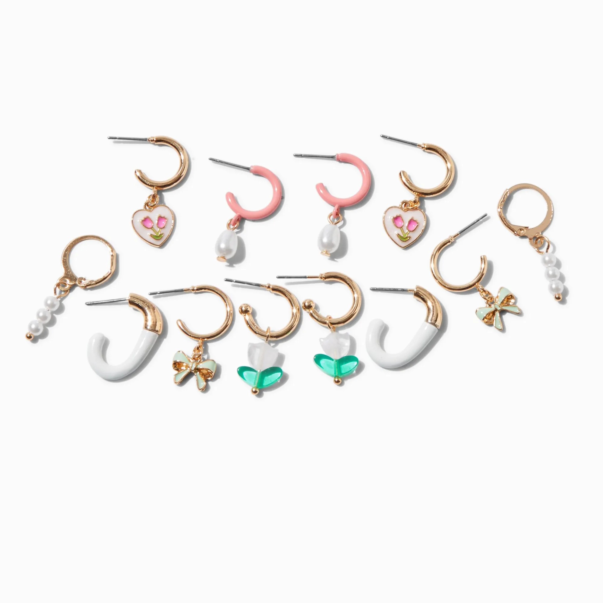 Claire's Anneaux-Créoles superposables roses - Lot de 6