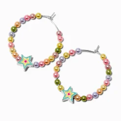 Claire's Anneaux-Créoles étoile perlées arc-en-ciel