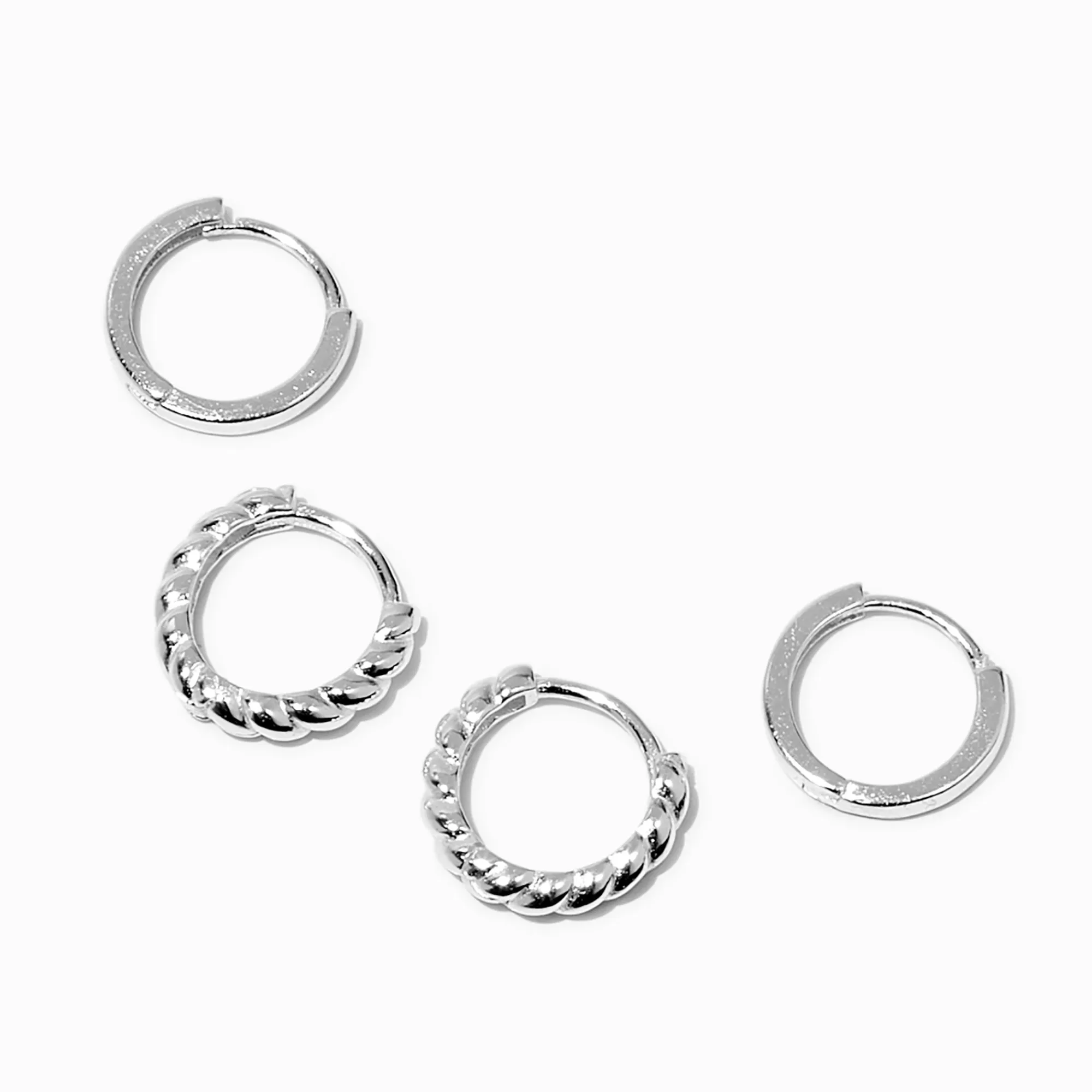 Claire's Anneaux|Bijoux Premium-Créoles torsadées 8 et 10 mm couleur argentée C LUXE by Claire's - Lot de 2