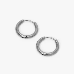 Claire's Anneaux|Bijoux Premium-Créoles tubulaires 10 mm en titane couleur argentée - Collection C Luxe