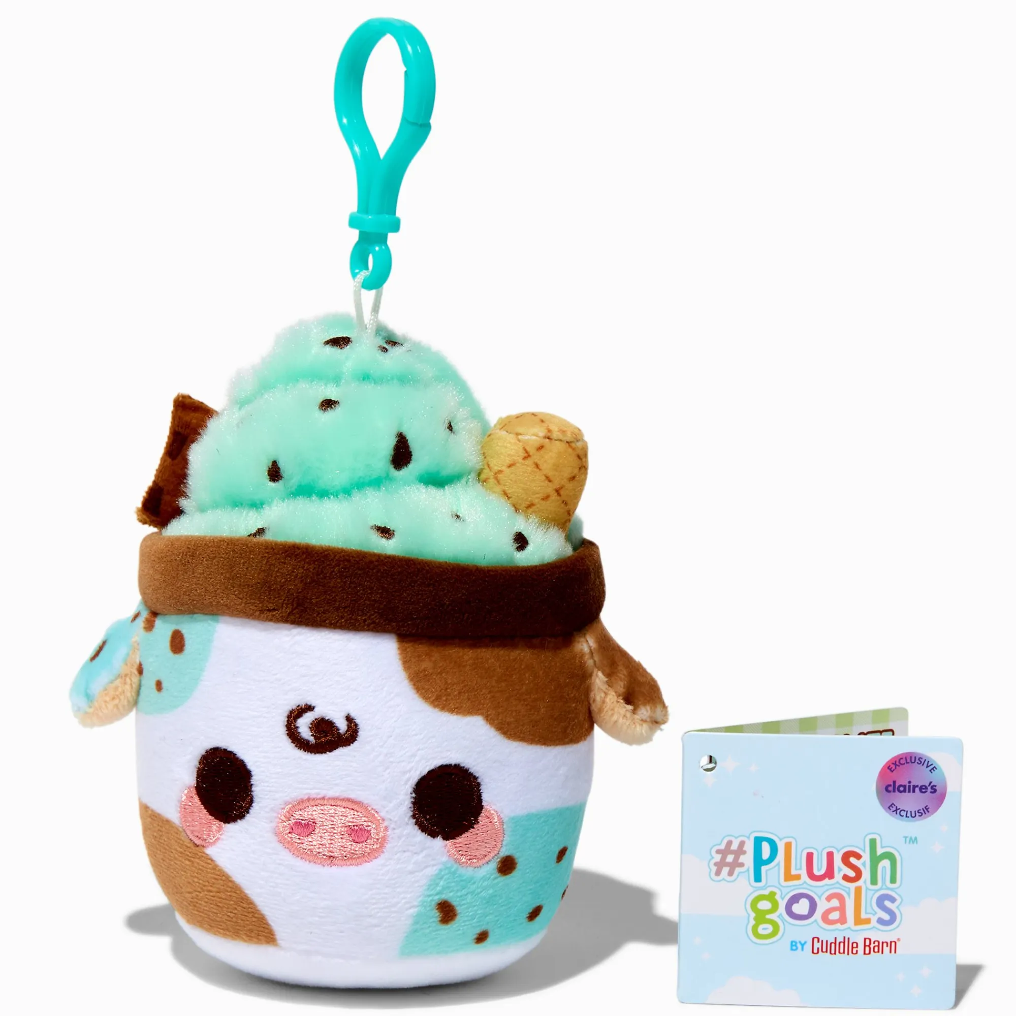 Claire's Cuddle Barn®-Décoration à clip pour sac en peluche Mooshake éclats de chocolat 8 cm en exclusivité chez Claire’s #Plush Goals by Cuddle Barn®
