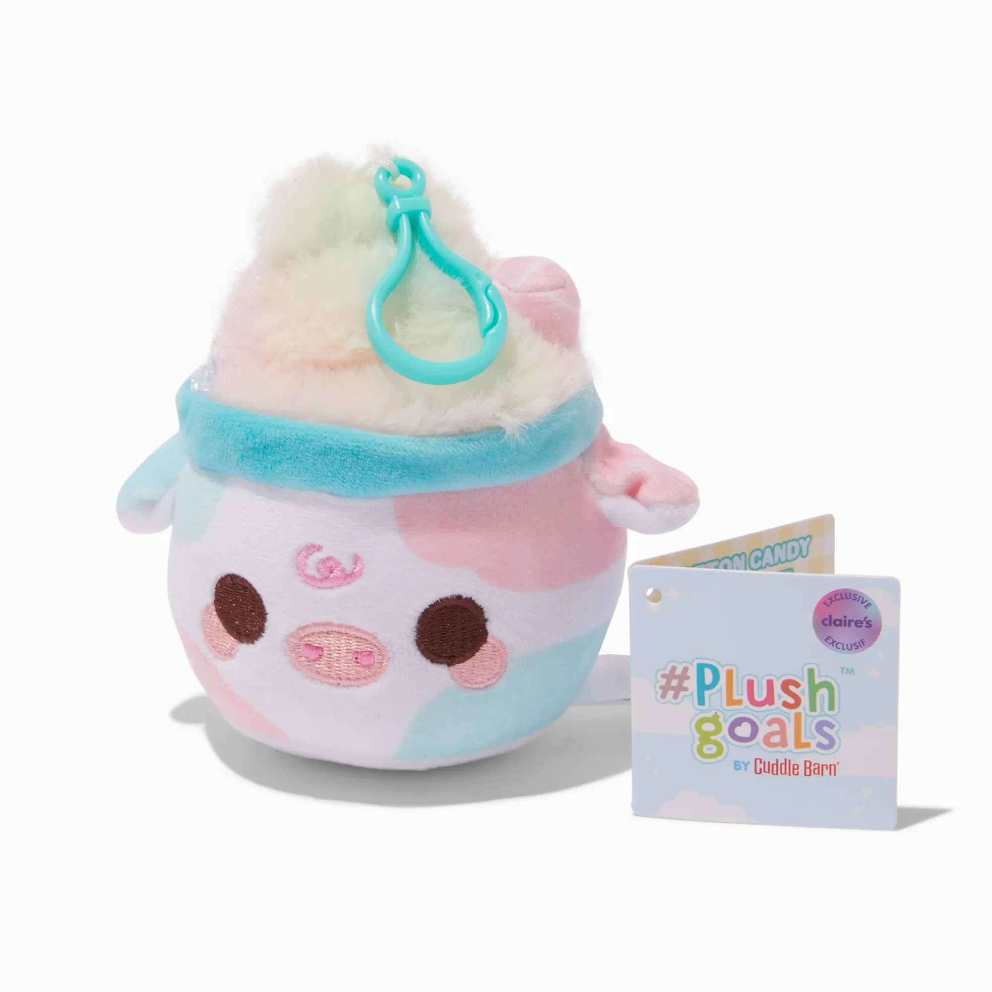 Claire's Cuddle Barn®-Décoration à clip pour sac en peluche Mooshake barbe à papa 8 cm en exclusivité chez Claire’s #Plush Goals by Cuddle Barn®