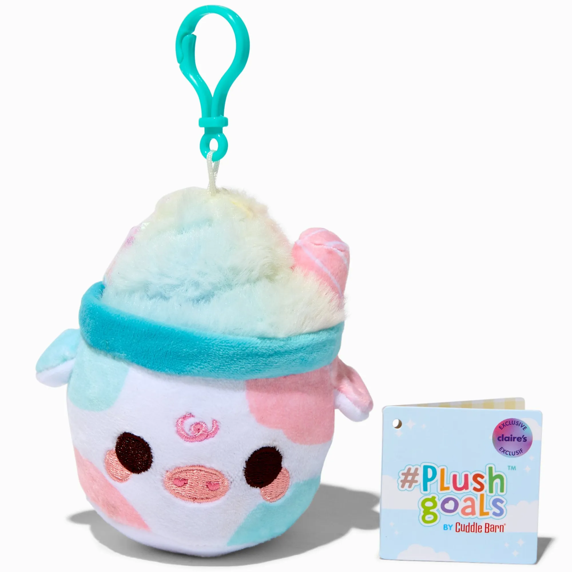 Claire's Cuddle Barn®-Décoration à clip pour sac en peluche Mooshake barbe à papa 8 cm en exclusivité chez Claire’s #Plush Goals by Cuddle Barn®