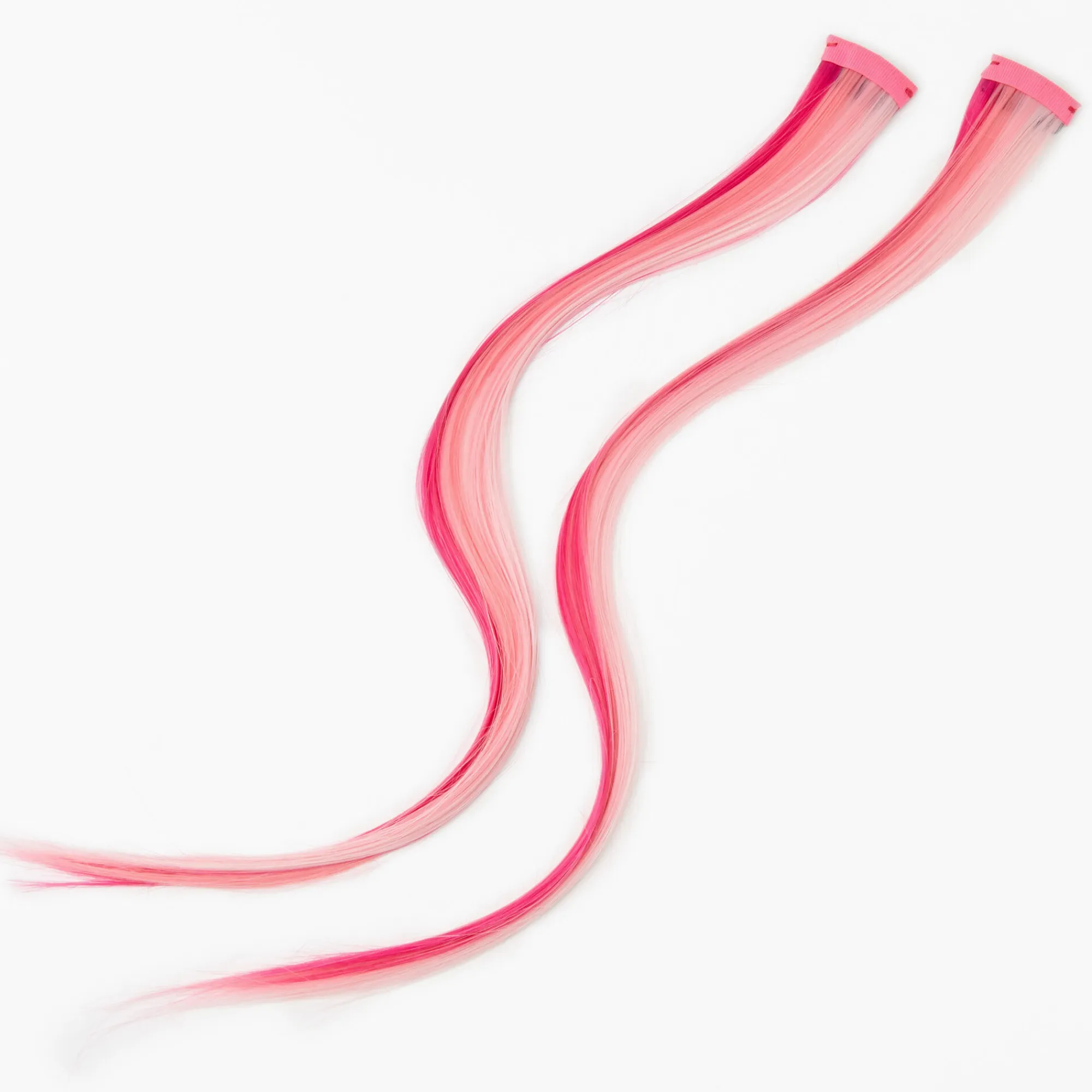 Claire's Perruques Et Extensions-Extensions de cheveux synthétiques à clip avec dégradé rose - Lot de 2
